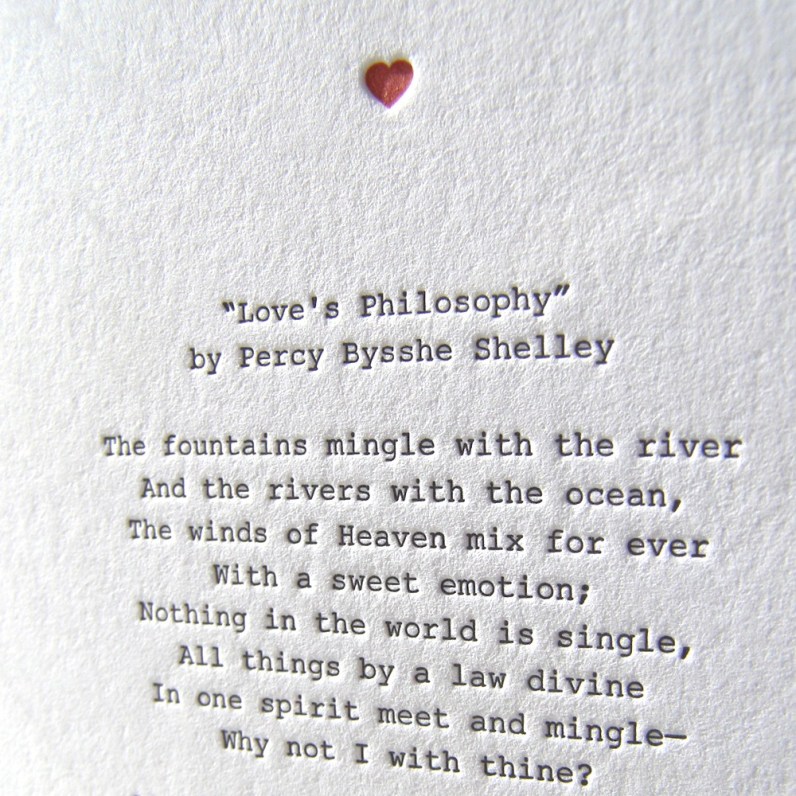 Opening Verse - Shelley's 'Love's Philosophy' c. etsy.com